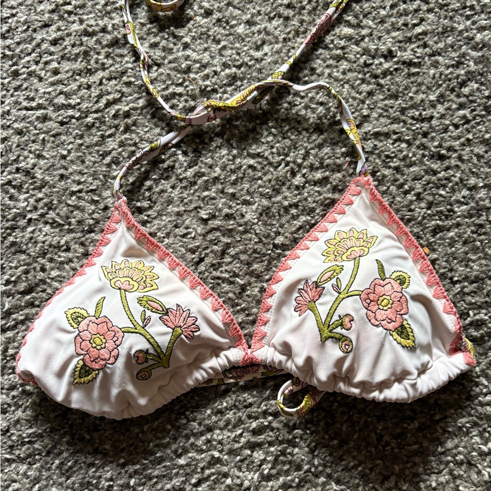 Floral Embroidered Bikini Top